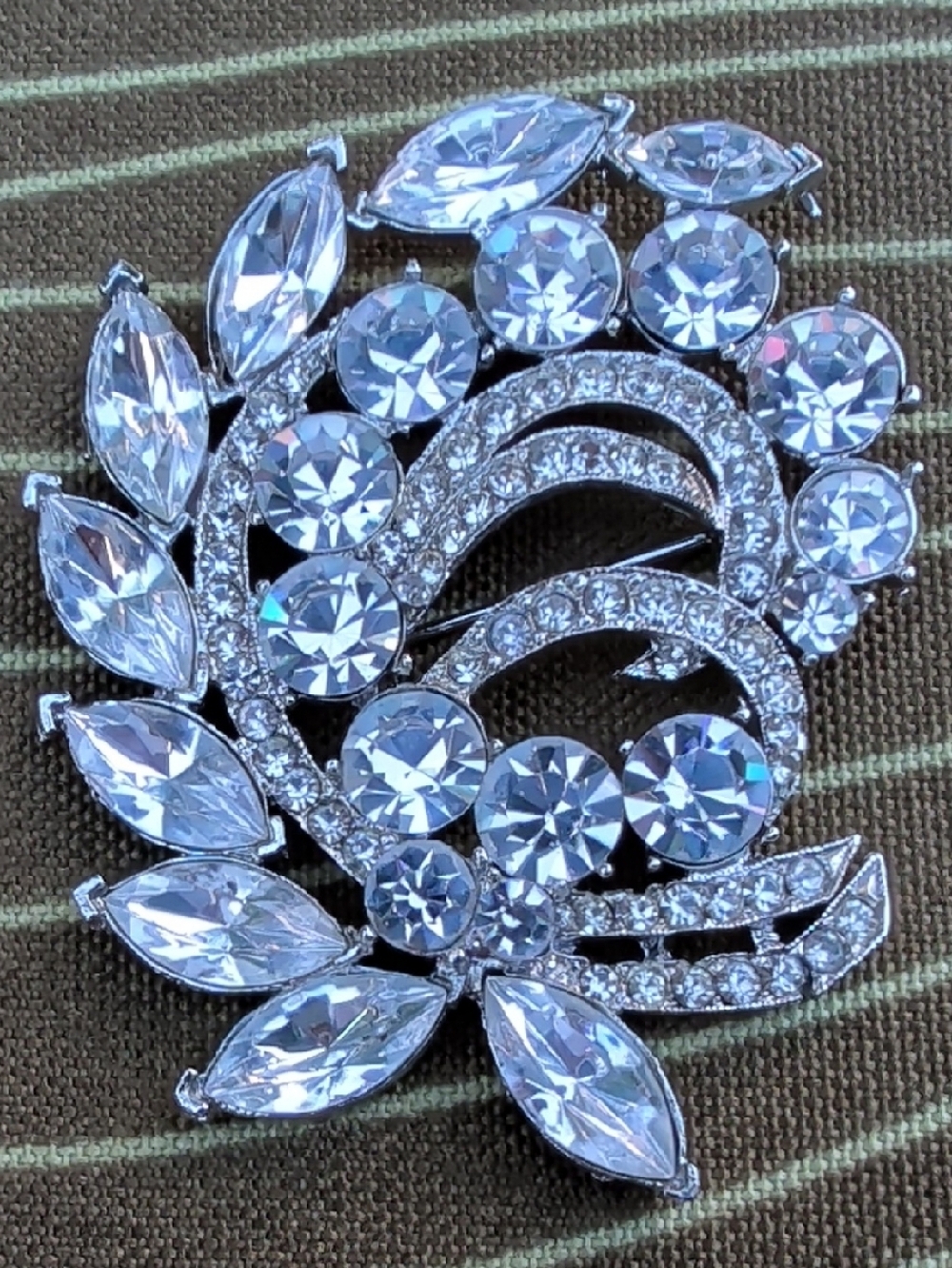Eisenberg Ice Rhinestone Swirl Brooch